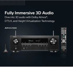 Denon AVR-X1700H 7.2 Channel AV Receiver - 80W/Channel, Advanced 8K HDMI Video w/eARC, Dolby Atmos, DTS:X, Built-in HEOS, Amazon Alexa Voice Control