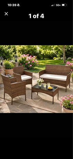 Brown wicker patio set