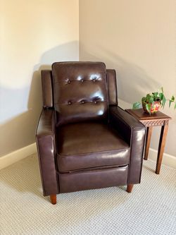 Brown Leather Tufted Recliner Chair