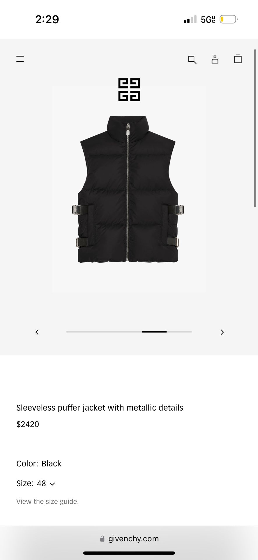 Givenchy Sleeveless Puffer Vest *AUTHENTIC*
