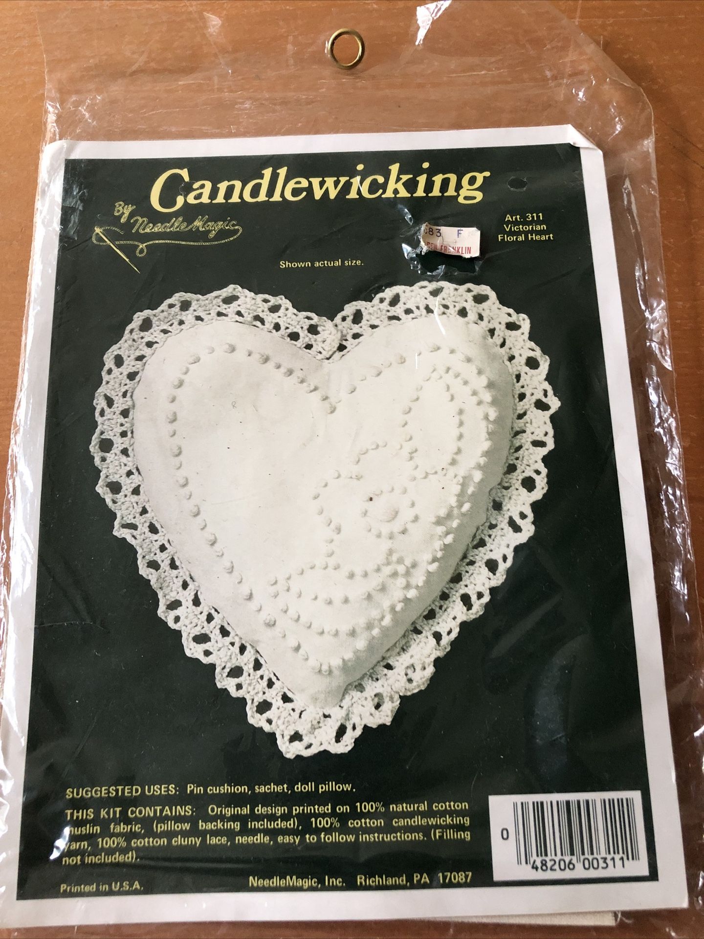 Candlewicking By Needle Magic #311 Victorian Floral Heart Kit - NEW old Stock