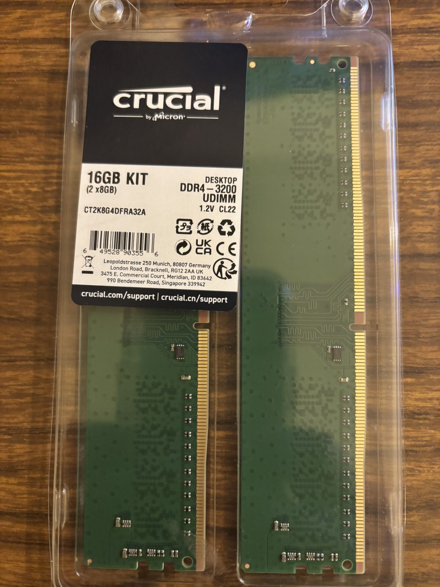 Crucial 16gb (2x8gb) Ddr4-3200 Desktop Ram