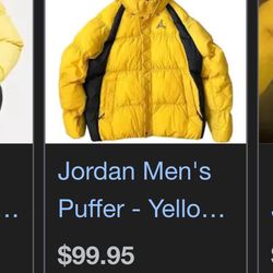 Jordan Men’s Puffer Yellow & Black With Hoodie 