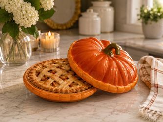 🎃 $25 FIRM – Ceramic Pumpkin Covered Serving Dish