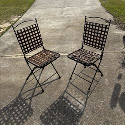Two Metal Chairs For Plants