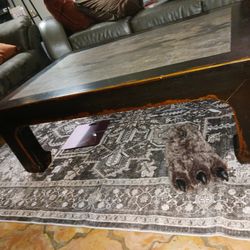 ANTIQUE CHINESE RIVERSTONE AND LACQUER LOW TABLE (Coffee Table)
