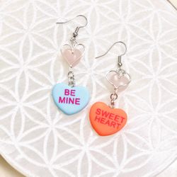 Rose Quartz Candy Conversation Hearts Valentine’s Day Earrings