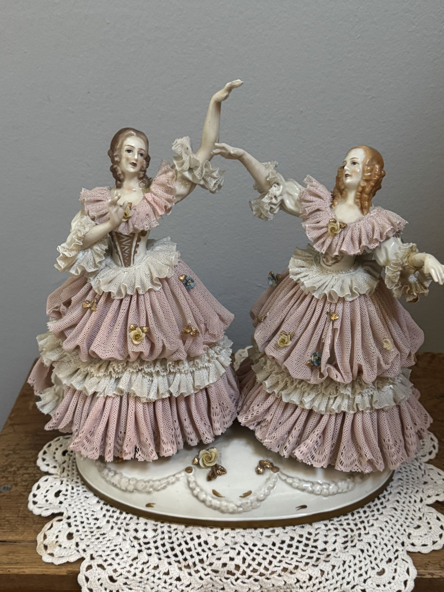 Antique Dresden Lace Porcelain Figurine 
