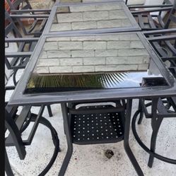 Outdoors Aluminum 6 Person Table W Dark Glass  Was $1,100 +tax