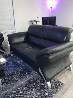 2 Pc Black Leather Couches FREE DELIVERY