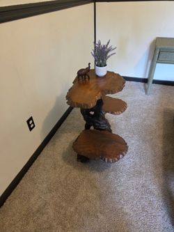 3-Tier Wood Slab Plant Stand Table