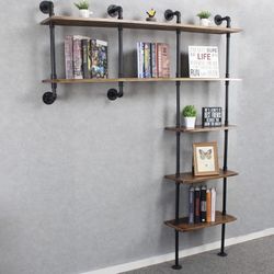 Industrial Pipe Shelving, Rustic Floating Shelves 