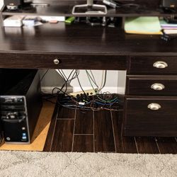 3 Drawer Dark Brown Computer Desk