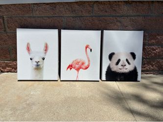 Nursery Canvas Prints - Set of 3 Baby Animals