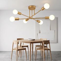 Modern 6-Light Gold Chandelier