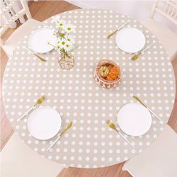 Walrus Round Vinyl Fitted Tablecloth with Flannel Backing Elastic Edge Design Table Cover Waterproof Oil-Proof PVC Table Cloth Stain-Resistant Best fo