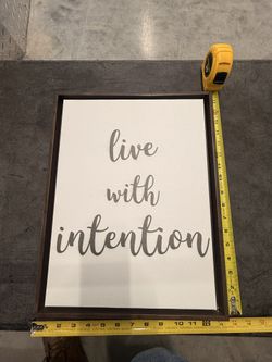 Inspirational Sign on Canvas- 12”x17” - Live With Intention