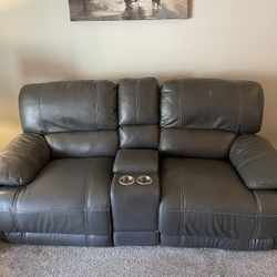 Reclining Leather Sofa And Large Rocking Chair 