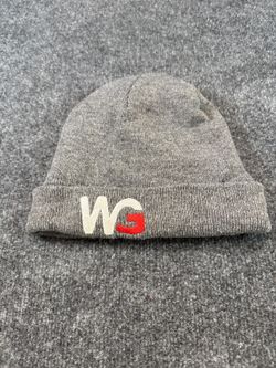 Gray Knit Beanie Hat WG Embroidered Logo Cuffed Winter Cap