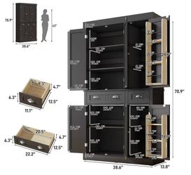 😀 71" Tall Kitchen Cabinet Pantry Storage,Modern Kitchen Hutch Cabinet with Doors and Adjustable Shelves,Large Freestanding Food Pantry with 2 Drawer