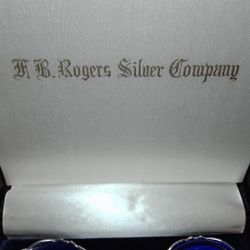 F.B. Rogers Silver Company Salt Cellars with Cobalt Blue Glass Inserts