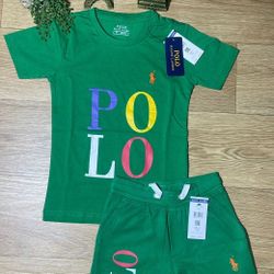 Green Kids Polo Short Set