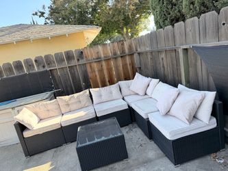 Outdoor Rattan Sectional Sofa Set with Coffee Table