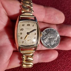 1950's SWISS RIBAUX Rectangular mechanical men's watch SERVICED.