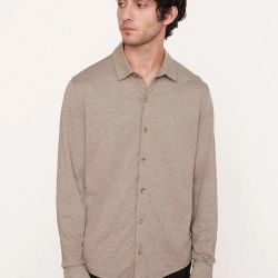 VINCE Long Sleeve Button-Down Shirt Size M - H Taupe RETAIL $195