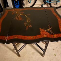 Maitland Smith Table Leaf Drop Floral Design Hand Painted Vintage Antique Wood Carved