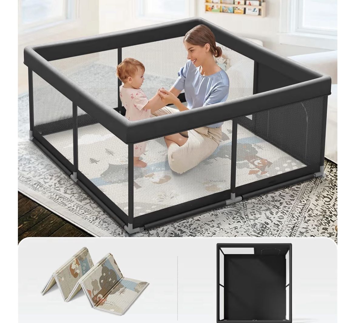 Baby Playpen - Comes With Mat And Toys 