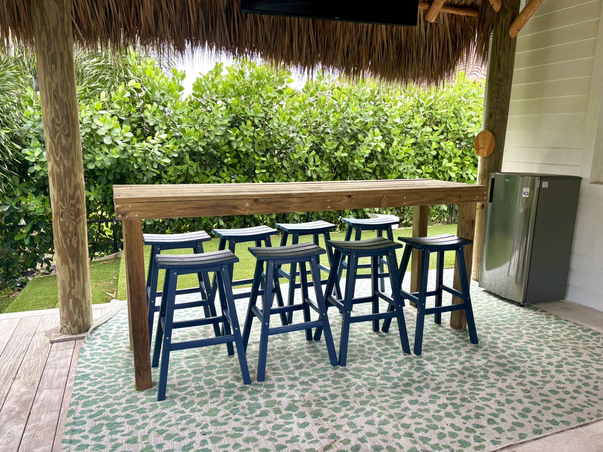 Built Pub Table And 8 All Weather Stools