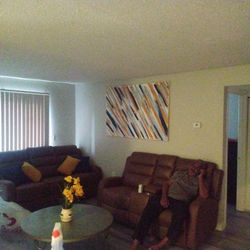 Two Recliner Sofas With 2 End Tables And Coffee Table Coffee Color 