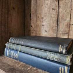 3 Vintage Blue Hardcover Books, Book Decor