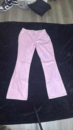 Pink Flare Leg Denim Jeans