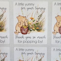 .50 EACH Winnie the Pooh Stickers for Baby Shower/ Birthday popcorn favors. Size: 3 x 3.75