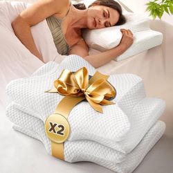 new 2 Pack Value Bundle Cervical Neck Pillow for Sleeping, Ergonomic Contour Side Sleeper Pillows Perfect for Families, Orthopedic Pillow for Neck Rel