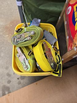 Yellow Ratchet Tie-Down Straps Set