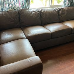 Arizona Brown Leather Sectional Sofa and Recliner