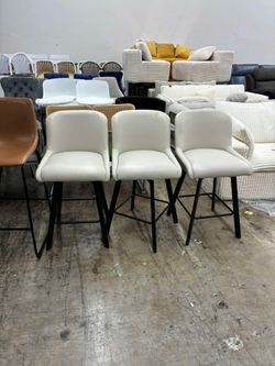 Set of 3 Swivel Bar Stools, 26''H Upholstered Barstools with Backs, Modern Counter Height Bar Stool Chairs for Kitchen Island, Metal Legs