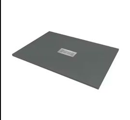 Castico 48 in. L x 34 in. W x 1.125 in. H Solid Composite Stone Shower Pan Base with Center Drain in Graphite Sand