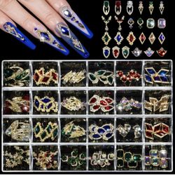 Nail Art Rhinestones Kit, Round Beads Flatback Crystals Multi Shapes Novel Style