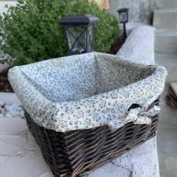 Dark Brown Lined Square Basket