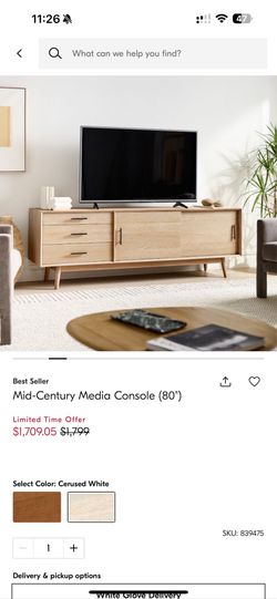 West Elm  Mid-century Media Console 80”
