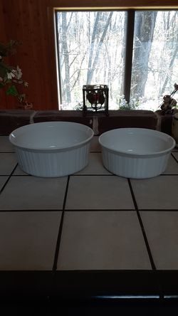 2 CORNING WARE WHITE BOWLS NEVER USED