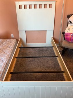 White Twin Bed & 5-Drawer Dresser