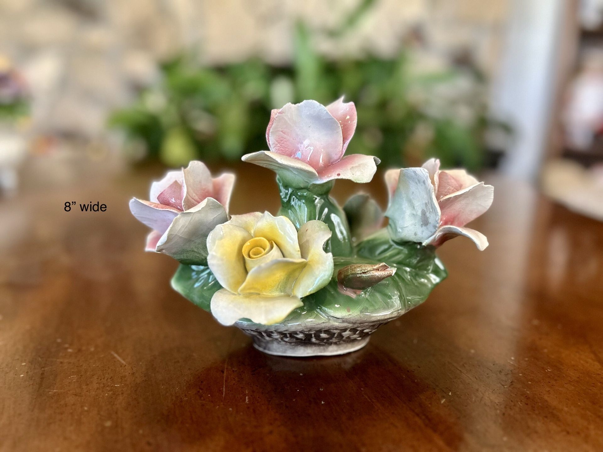 Vintage Capodimonte Porcelain Small Flower Basket
