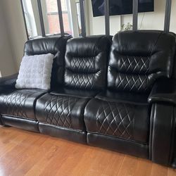 Brand New Black Leather Couch Set 