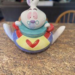 Rare Vintage Disney Alice In Wonderland White Rabbit Cookie Jar New