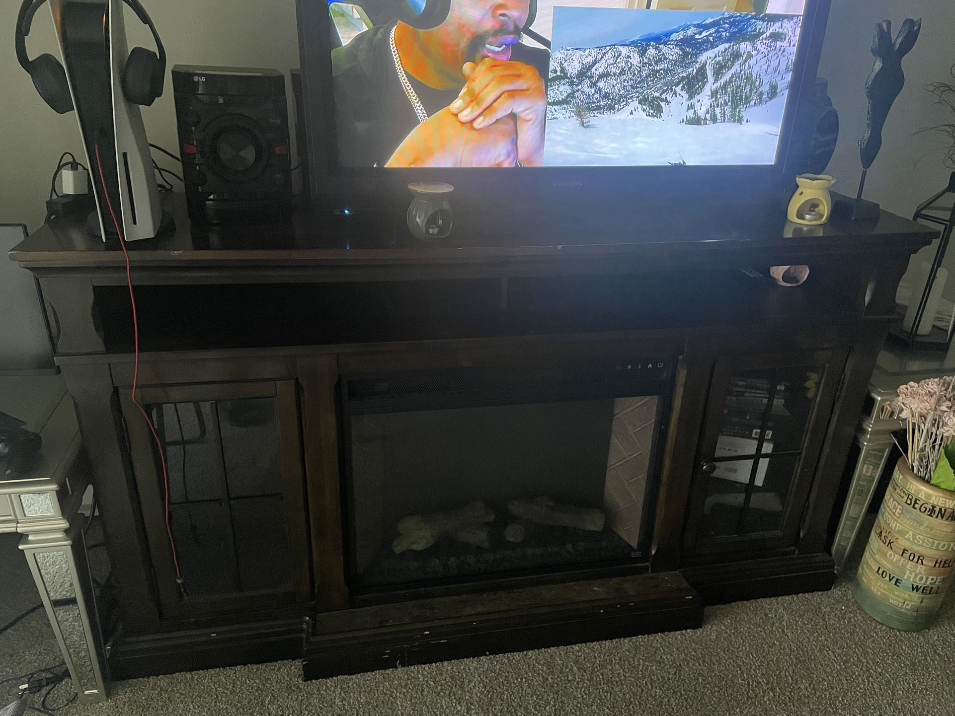 Beautiful Heater Fire Place &Tv, Stand Serious People Only And Has To Go Before Saturday.